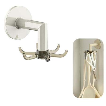

FensXil Rack Wall Hook 360 Rotating Wall Hooks Punch Kitchen Utensil Hanging Rack For Spoon Spatula Towel Organizer