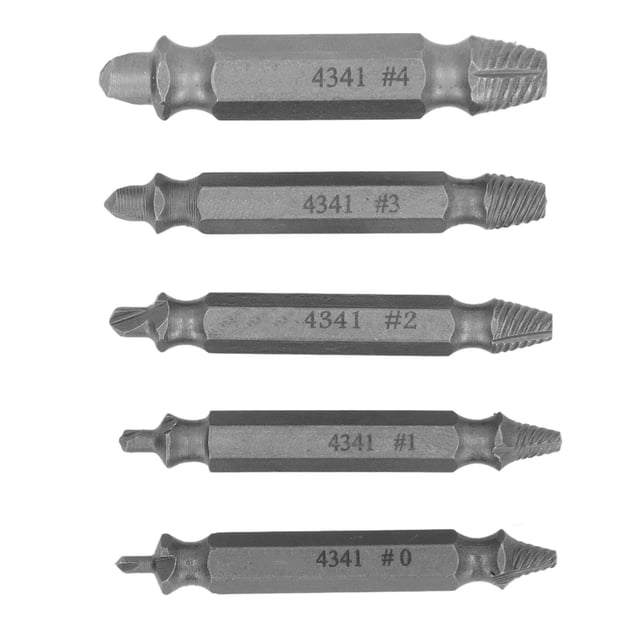 Screws Removal Tool, Various Sizes Screw Extractor Set Hex Shank 5Pcs High Speed Steel for Replacement