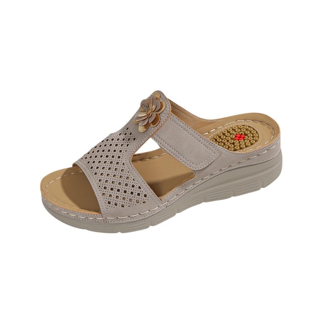 SEAOPEN Rhinestone Slides for Womens Dressy Slides Sandals Summer Open Toe Sandals Flats Ankle Strap Comfortable Slip On Slide Sandals Fashion Shoes Size 7 Gray