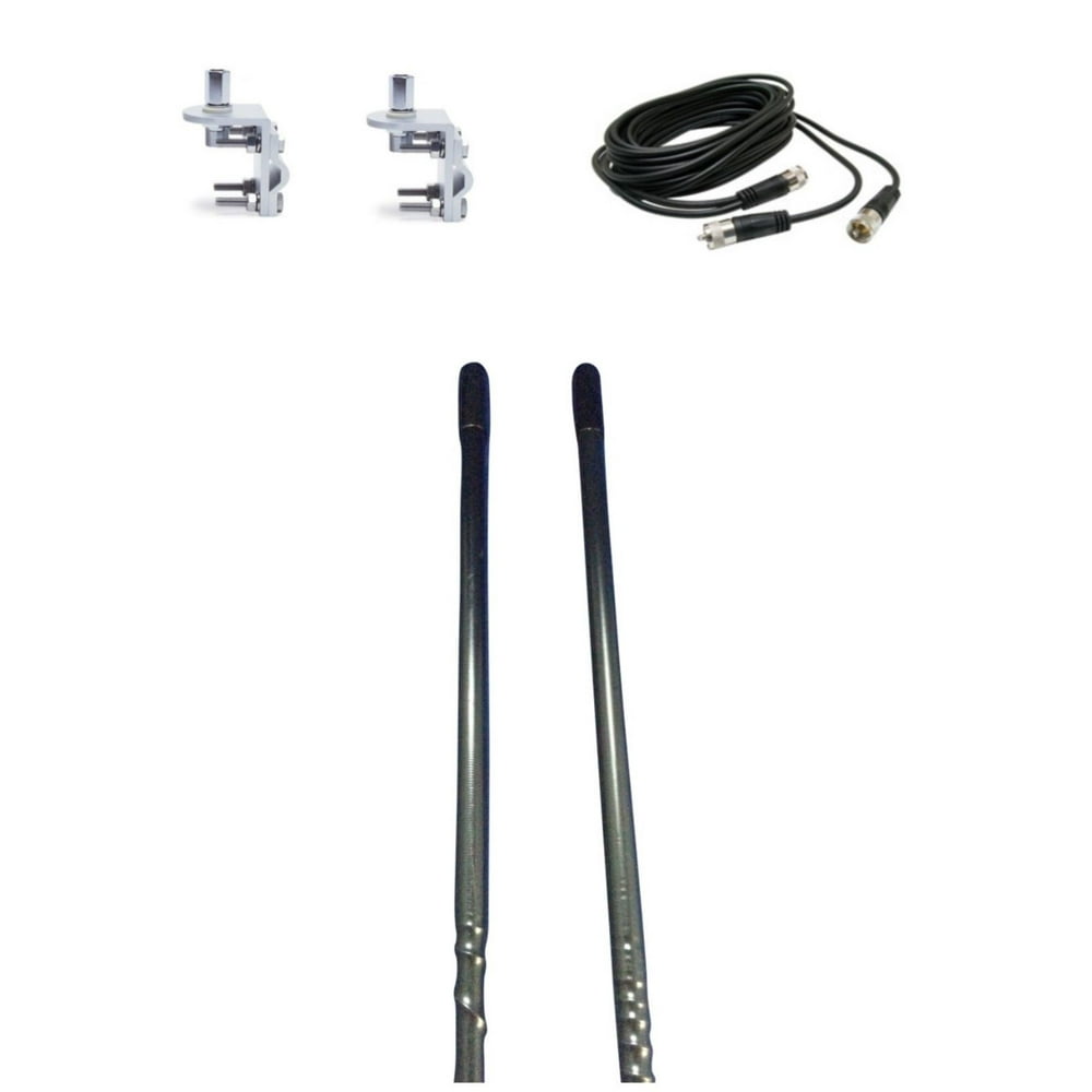 LOT OF 2 CRS 1000 WATT 2FT BLACK CB RADIO ANTENNAS,12FT DUAL COAX