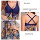 thumbnail image 5 of Tankini traje de baño Crisscross Back Front Tie Bra Paddings Diseño de empalme de dos piezas traje de baño para verano Beach Party azul L, 5 of 6