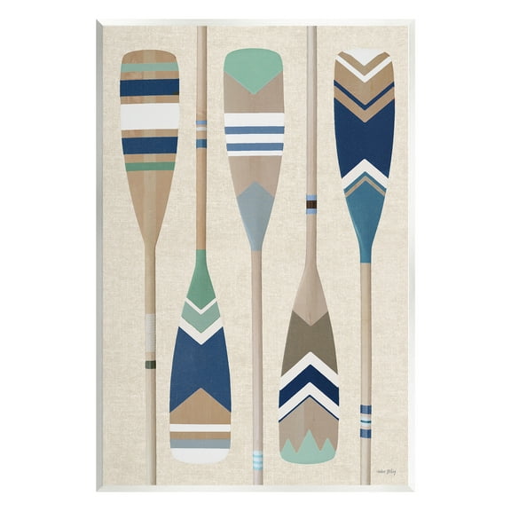 Stupell Industries Striped Boating Oars Nature Painting Unframed Art Print Wall Art, 10 x 15