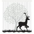 thumbnail image 3 of Ambesonne Deer Hunting Shower Curtain, Gracious Wild Animal, 69"Wx84"L, Charcoal Grey Pale Taupe, 3 of 5