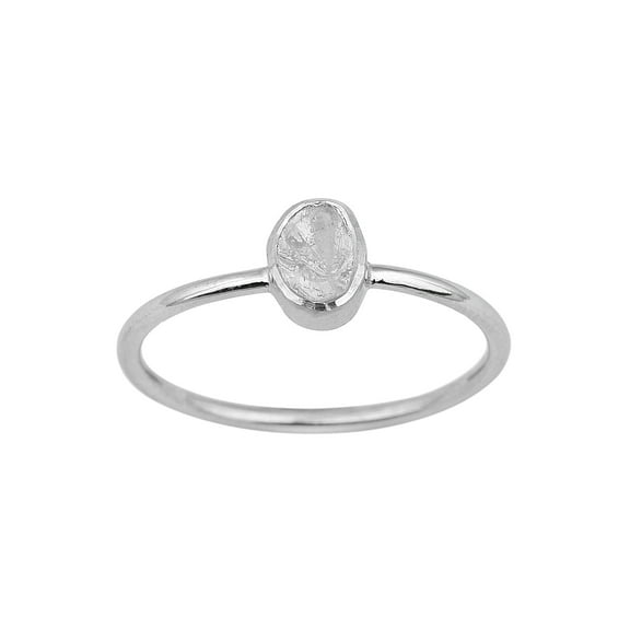 Tiny 0.15 CTW Natural Slice Polki Diamond Women's Valentines Day Gifts Ring 925 Sterling Silver