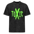 thumbnail image 2 of Vintage Black Distressed Cotton T-Shirt with Toxic Graphic Print Oversized Streetwear Tee for Men Women, 2 of 7