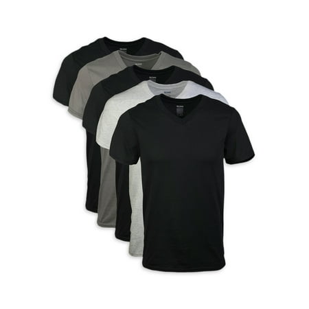 Gildan Men's short sleeve V-neck assorted color t-shirt up to 2XL, 5-pack