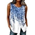 thumbnail image 2 of Qulqfy Womens Tank Tops Dressy Crew Neck Sleeveless Casual Loose Fit Pleated Hem Slit Multicolor Button Down Summer Tops L, 2 of 3