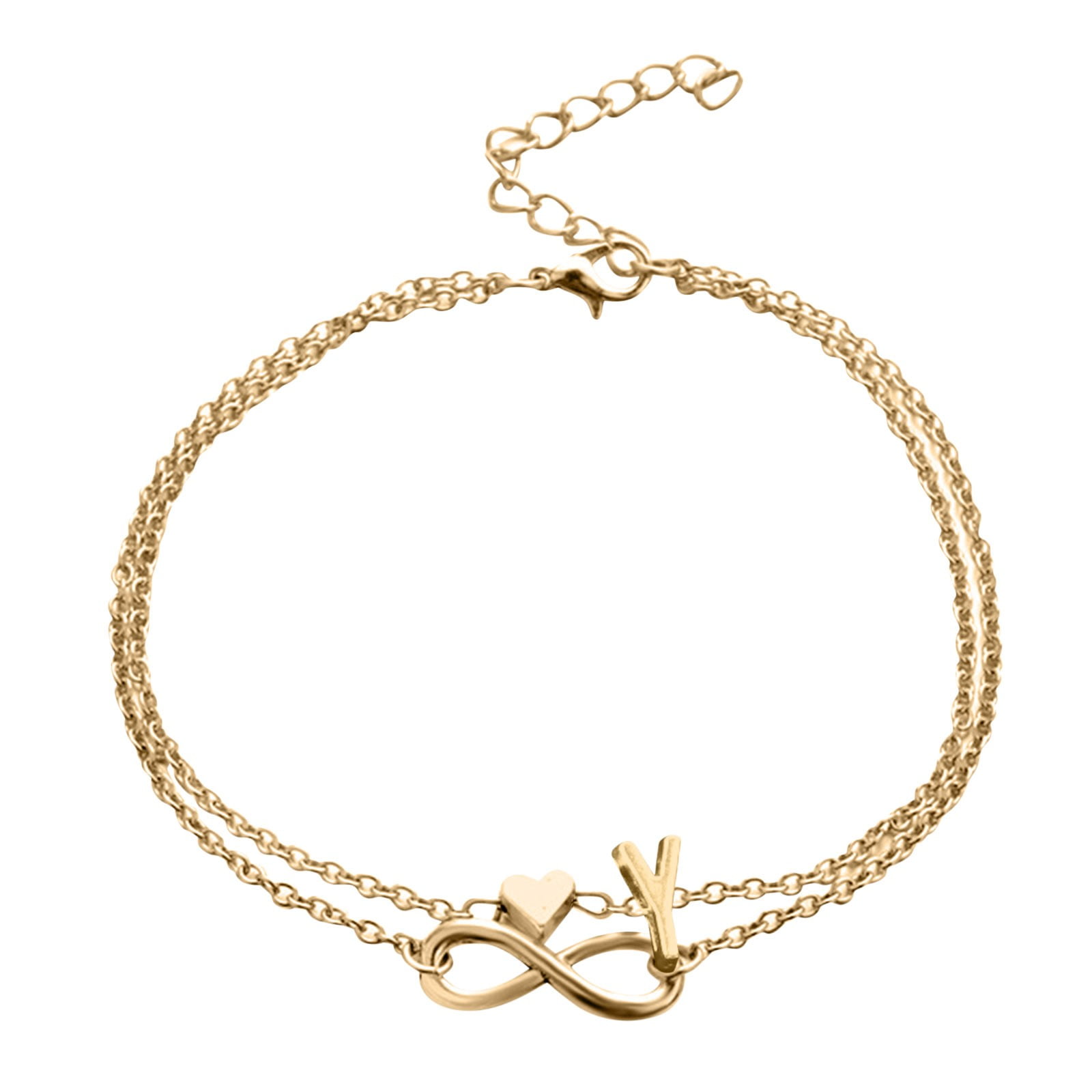 heart layer anklet female bracelets letters letters chain double initial 26 letter for women