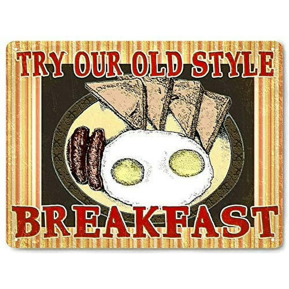 Retro Vintage Diner Breakfast Metal Tin Sign Home Bar Cafe Retaurant Wall Decor Signs 12x8inch