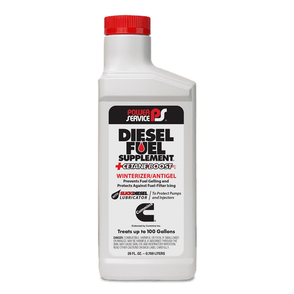 Power Service Diesel Additive Fuel Anti-Gel 1026 DIESEL FUEL SUPPLEMENT CETANE BOOST; 26 Ounce Bottle; Single