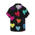 thumbnail image 4 of Stamzod Valentines Button Up Short Sleeve Shirts For Men 2026 Summer Lover Heart Printed Hawaiian Shirt Casual Vacation Beach Clothes For Men Multicolor L, 4 of 5