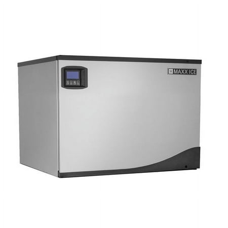 Maxx Ice Intelligent Series Modular Ice Machine  30  Width  361 lbs  Half Dice Ice Cubes  in Stainless Steel with Black Trim (MIM370NH)