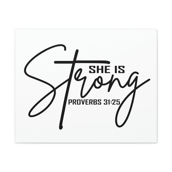 Scripture Walls She Is Strong Cross Proverbs 31:25 Bible Verse Canvas Christian Wall Art Ready to Hang Unframed