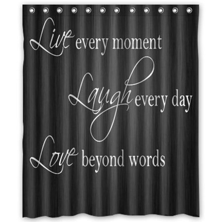 Hellodecor Live Laugh Love Shower Curtain Polyester Fabric