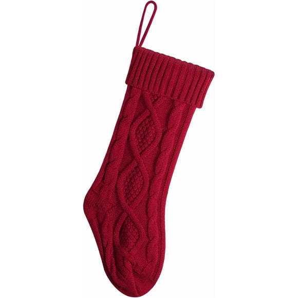 JASGOOD 1 Pack Christmas Stockings 18 Inch Large Size Cable Knitted Stocking Xmas Hanging Stocking for Fireplace Mantel