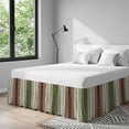 Bed Skirt Brown Green Striped Adjustable Elastic Wrap-Around Dust ...