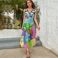 thumbnail image 6 of Cute Colorful Folk Art Houses Sleeveless Dress Sleeveless Dress summer dress womens Summer skirt Long dress woman, 6 of 7