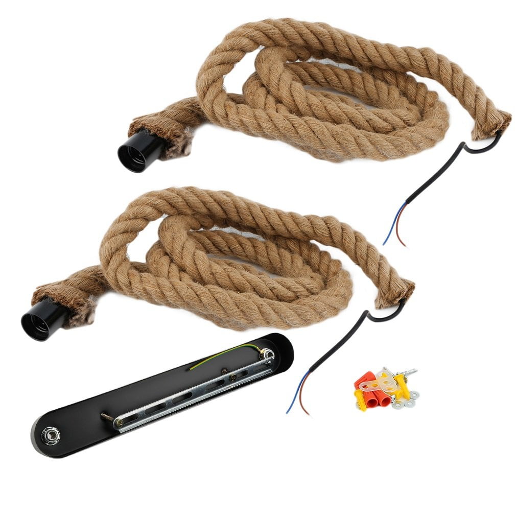 Industrial Pendant Retro Vintage Double Lamp Nautical Rope Ceiling Light
