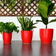 thumbnail image 7 of Flower Pots 10 inch, Modern Large Round Ceramic Planter with Drainage Hole, Housewarming Gift for Plant Lovers, for Indoor Trees, Glossy Red, 7 of 7