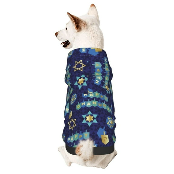 Happy Hanukkah Jewish Festival Holiday Dog Sweatshirt Pet Wear Hoodie Soft Warm Easy To Wear Puppy Cat Dogs Apparel Small