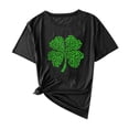 thumbnail image 4 of Felirenzacia Women's St. Patrick's Day Heart Shamrock Graphic T-Shirt Casual Crew Neck Short Sleeve Tee Black,L, 4 of 6