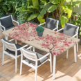 thumbnail image 2 of Peaches Branches Table Cloths for 3 Foot Rectangle Tables, Farmhouse Spring Botanical Pink Flowers Patio Waterproof Elastic Fitted Tablecloths, Washable Rectangular Table Cover for Camping, 2 of 8