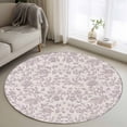 thumbnail image 2 of Farmhouse Flower Large Area Rugs for Bedroom Living Room, Soft Non Slip Carpet Bedside Rug, Botanical Vintage Purple Leaf Plant Round Floor Cover Kitchen Accent Rug 3.3' for Dining Room/Office, 2 of 9