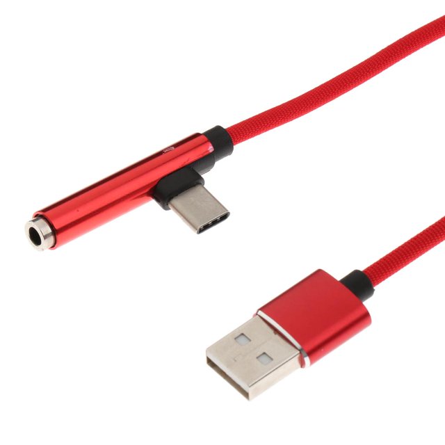 Cable de carga 2 en 1, conector USB tipo C y conector auxiliar de 3,5 mm para auriculares rojo Sunnimix Cable de adaptador de cargador tipo C
