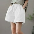 thumbnail image 2 of Erwazi Women's Solid Shorts Elastic Waist Casual Summer Wide Leg Shorts with Pockets, 2 of 3
