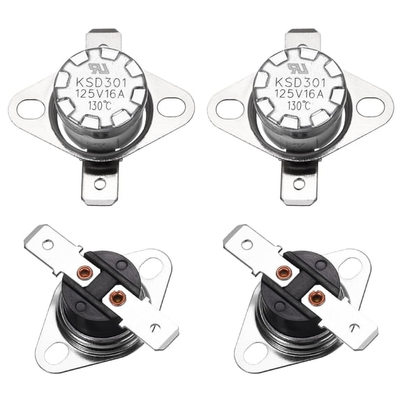 4 Pcs KSD301 Thermostat 130°C/266°F 16A Normally Closed N.C Adjust Snap Disc Temperature Switch,Ceramic Material