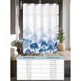 thumbnail image 6 of No Hook Cloth Fabric Shower Curtain with Snap in Liner, Navy Blue Forest Waterproof Shower Curtains Set with See Through Top Window, Rustic Botanical Tree Scenery Watercolor Bath Curtains 66"x72", 6 of 6