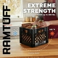 thumbnail image 3 of Ramtuff Storage Milk Crate, Durable Plastic Organizer Box, 250 lb Capacity, Black, 1 Pack, 3 of 8