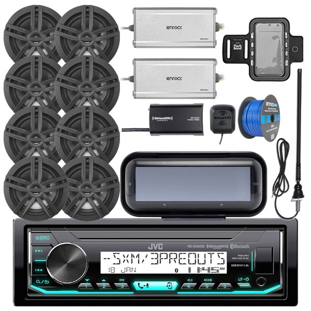 JVC KDX35MBS Marine AM/FM Bluetooth XM Receiver, Radio Cover , 8x
