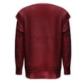 thumbnail image 5 of Baqcunre Women's Sweaters Women Casual Sweater Crewneck Ruffle Shoulder Long Sleeve Cable Knit Solid Loose Ribbed Hem Pullover Jumper Top Crewneck Sweatshirts Fall Outfits Women Trendy Wine XXL, 5 of 6