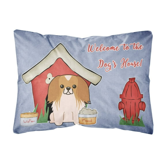 Carolines Treasures BB2857PW1216 Dog House Collection Pekingnese Red White Canvas Fabric Decorative Pillow  12H x16W