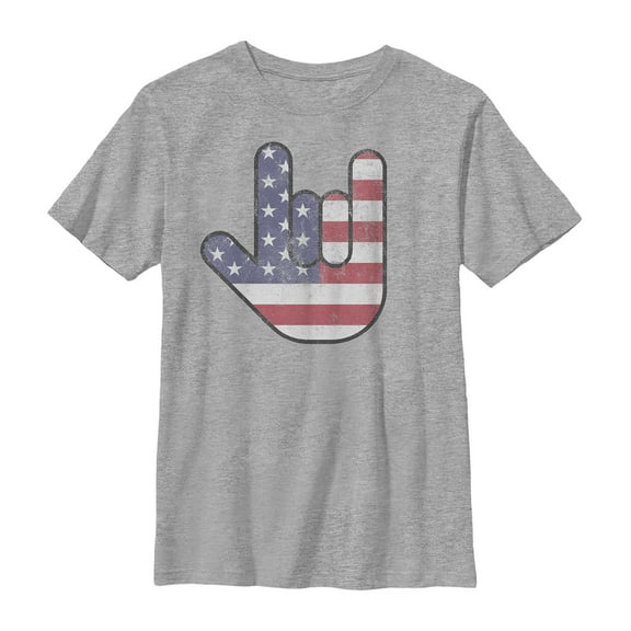 Boy's Lost Gods Fourth of July American Love Sign Graphic Tee Athletic Heather Small