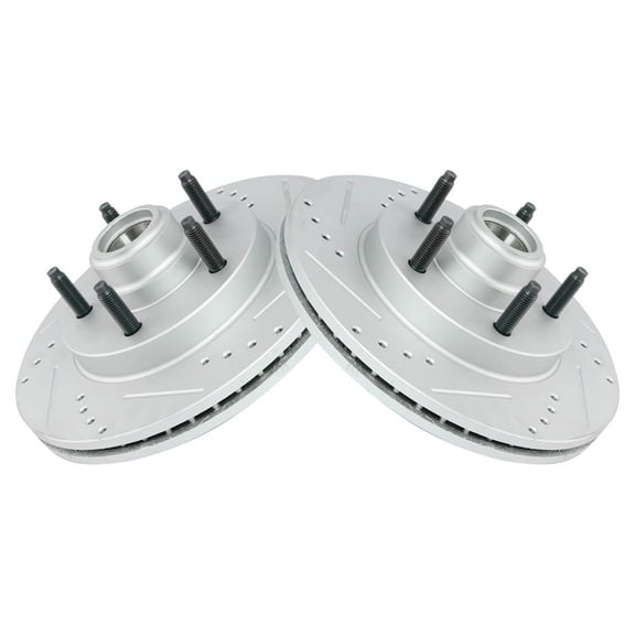 TRQ Front Performance Brake Rotors Set Premium G-Coated Cross Drilled & Slotted Fits Select 2000-2004 Ford F-150 2004 F-150 Heritage 2002 Lincoln Blackwood