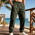 thumbnail image 2 of Liuinsasek Men's Straight Leg Cargo Pants Drawstring Elastic with Multi-Pockets Waist Casual Loose Outdoor Sports Long Pants, 2 of 7