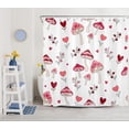 thumbnail image 2 of Aesthetic Mushroom Shower Curtain Red and Pink Love Heart Floral Shower Curtain Set Valentines Day Shower Curtains for Bathroom Waterproof Washable Fabric with Hooks,72x72 inch, 2 of 6