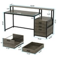 thumbnail image 3 of Spaco 63" Computer Desk, Ergonomic Office Desk with Drawers & Monitor Stand, Desk for Indoor as Home, Office, Gray, 3 of 5