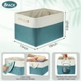 thumbnail image 2 of 8 Pack Collapsible Storage Bins Fabric Storage Bins Polyester Fabric Storage Baskets with Handles Linen Closet Organizer for Shelf Home Closet Towels Toys (Cyan White,15 x 11 x 9.5 in), 2 of 14