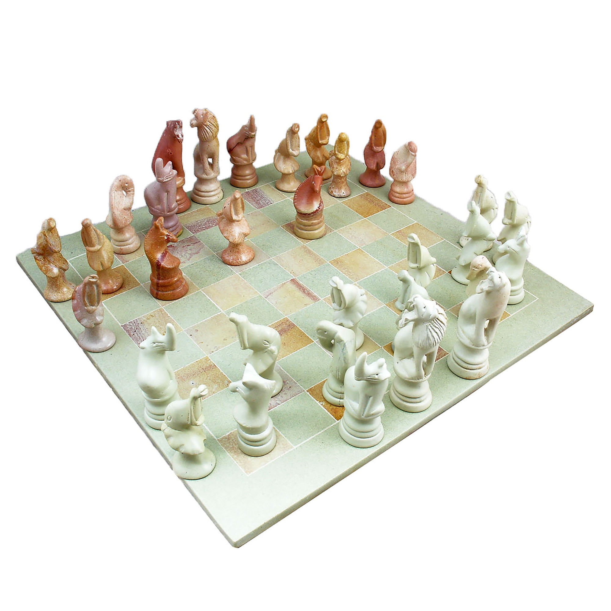 12" White and Brown Chess Set