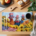 thumbnail image 2 of Independence Day Placemats Set of 8, U.S. Flag Themed Farm Rooster Sunflower Farmhouse Non-Slip Place Mats Washable Table Mats for Kitchen Dining Table Decorations Indoor/Outdoor, 2 of 9