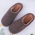 thumbnail image 5 of Memory Foam Slippers for Women and Men Soft Warm House Shoes Indoor/Outdoor Anti-skid Sole, Felt-Brown 42/43, 5 of 7