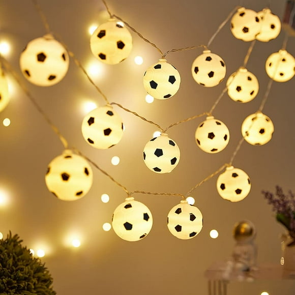 nipocaio 2022 World Cup String Lights Soccer,2M 10 PCS Football String Lights Waterproof Battery-Powered for Xmas, ,Garden, KTV,Bar