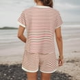 thumbnail image 4 of QGJZVUNL Womens Summer Outfits Striped Short Sleeve T Shirt Shorts 2 Piece Lounge Sets Size 3XL, 4 of 7