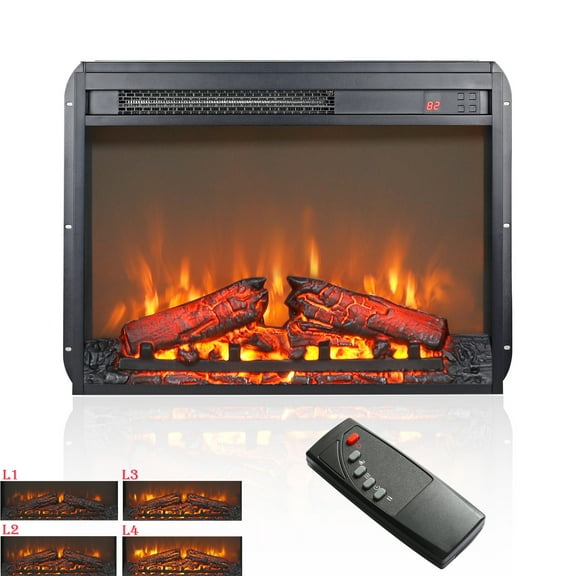 Seizeen 1400W/5000 BTU's Electric Fireplace Insert, 24'' Fireplace Heater for Indoor, Freestanding Use Heater w/Remote Control, Timer, Overheating Protection, Rapid Heating for 400 Sq. ft.
