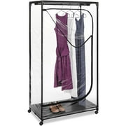 36" Crystal Clear Rolling Clothes Closet with Breathable Top Panel