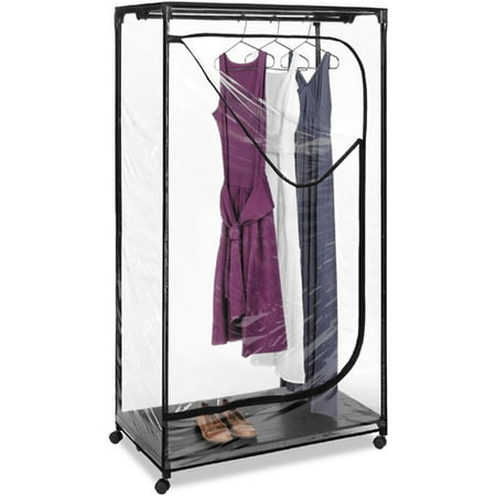 36" Crystal Clear Rolling Clothes Closet with Breathable Top Panel
