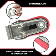 Hyper Tough 4.5-inch Retractable Razor Blade Scraper with Soft Grip Handle, 4.5 L X 2.5 W X 0.5 H